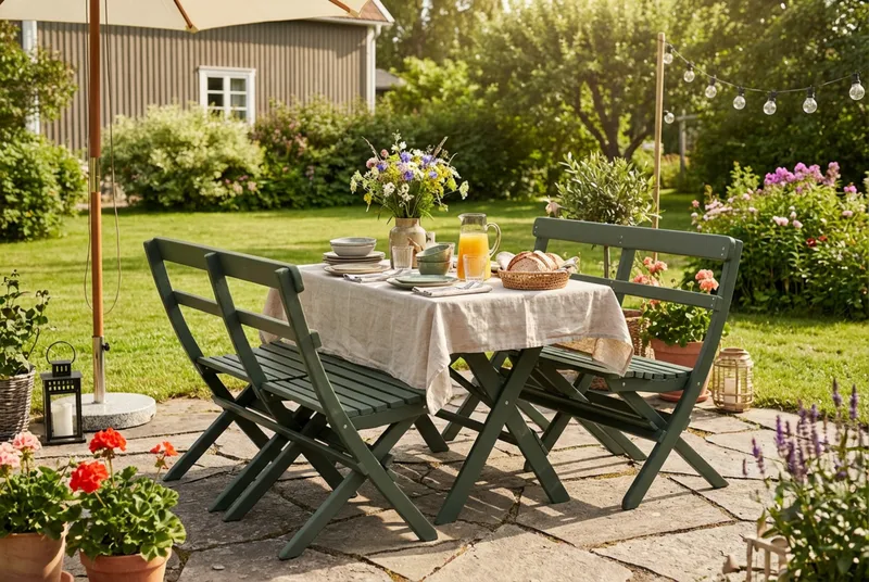 Landet Rektangulärt Matbord utomhus 118x70x74 cm i akacia trä - Mörkgrön - Utemöbler - Utebord & trädgårdsbord - Matbord utomhus