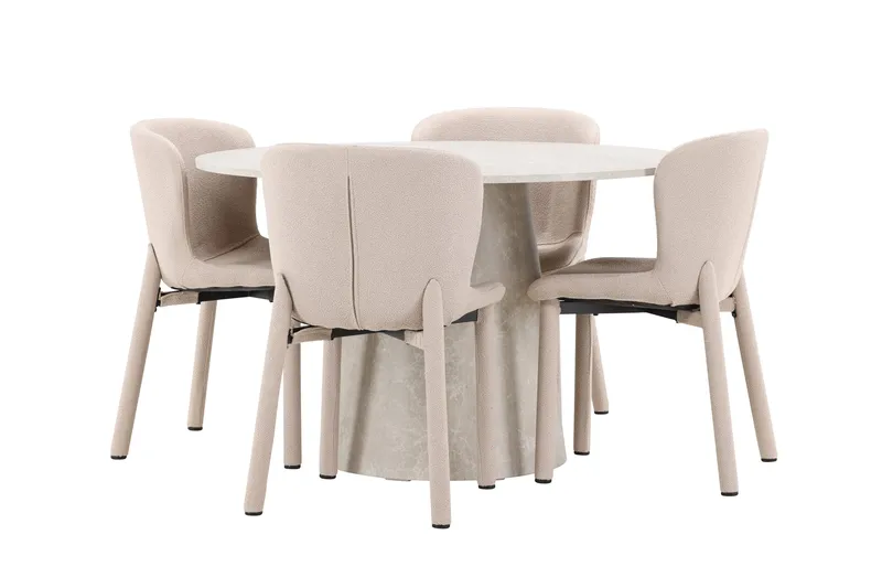 Lanzo Matbord 120 cm Rund med 4 Astoria Matstol - Möbler - Bord & matgrupper - Matgrupper