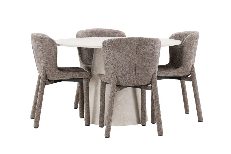 Lanzo Matbord 120 cm Rund med 4 Astoria Matstol - Möbler - Bord & matgrupper - Matgrupper