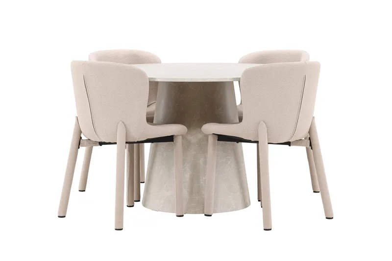 Lanzo Matbord 120 cm Rund med 4 Astoria Matstol