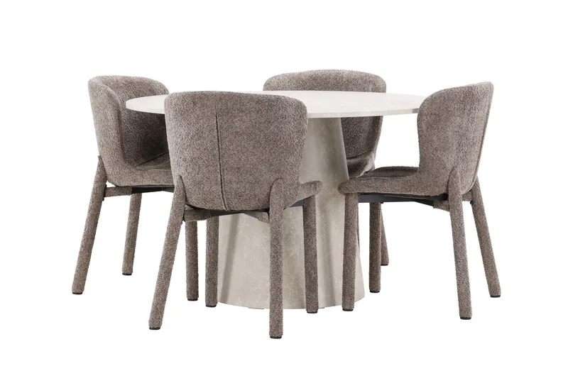 Lanzo Matbord 120 cm Rund med 4 Astoria Matstol - Möbler - Bord & matgrupper - Matgrupper