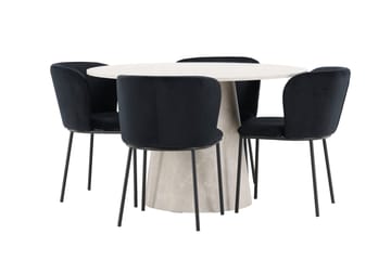 Lanzo Matbord 120 cm Rund med 4 Edina Matstol - Möbler - Bord & matgrupper - Matgrupper