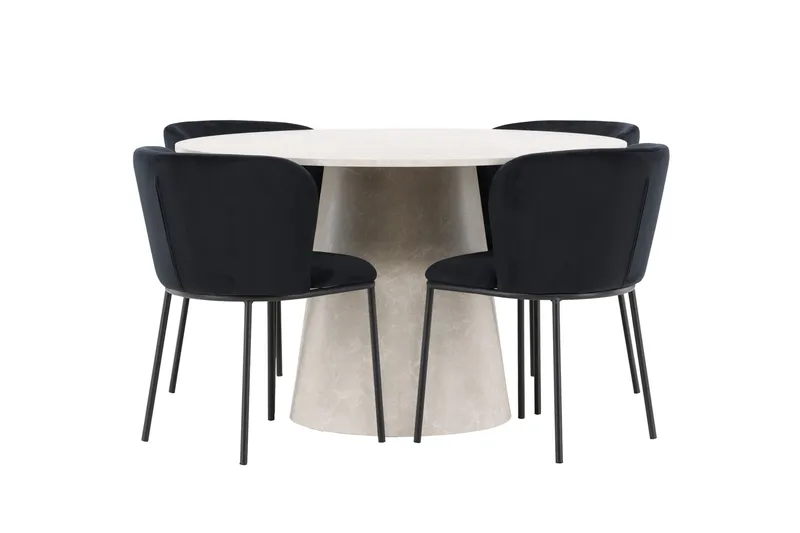Lanzo Matbord 120 cm Rund med 4 Edina Matstol