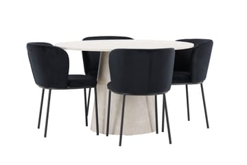 Lanzo Matbord 120 cm Rund med 4 Edina Matstol - Möbler - Bord & matgrupper - Matgrupper