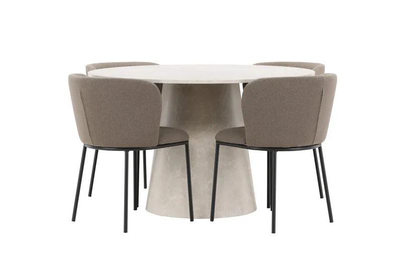 Lanzo Matbord 120 cm Rund med 4 Edina Matstol