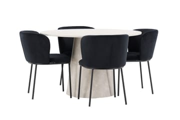 Lanzo Matbord 120 cm Rund med 4 Edina Matstol - Möbler - Bord & matgrupper - Matgrupper