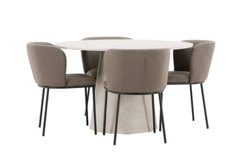 Lanzo Matbord 120 cm Rund med 4 Edina Matstol - Möbler - Bord & matgrupper - Matgrupper