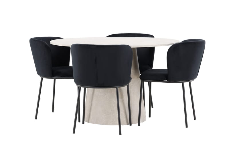 Lanzo Matbord 120 cm Rund med 4 Edina Matstol - Möbler - Bord & matgrupper - Matgrupper