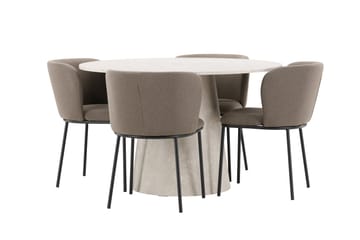 Lanzo Matbord 120 cm Rund med 4 Edina Matstol - Möbler - Bord & matgrupper - Matgrupper