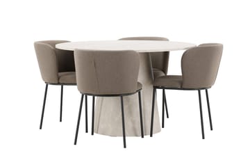 Lanzo Matbord 120 cm Rund med 4 Edina Matstol - Möbler - Bord & matgrupper - Matgrupper
