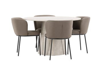 Lanzo Matbord 120 cm Rund med 4 Edina Matstol - Möbler - Bord & matgrupper - Matgrupper