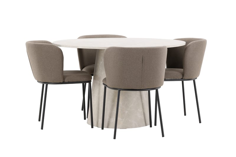 Lanzo Matbord 120 cm Rund med 4 Edina Matstol - Möbler - Bord & matgrupper - Matgrupper