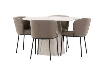 Lanzo Matbord 120 cm Rund med 4 Edina Matstol - Möbler - Bord & matgrupper - Matgrupper
