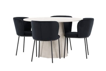 Lanzo Matbord 120 cm Rund med 4 Edina Matstol - Möbler - Bord & matgrupper - Matgrupper