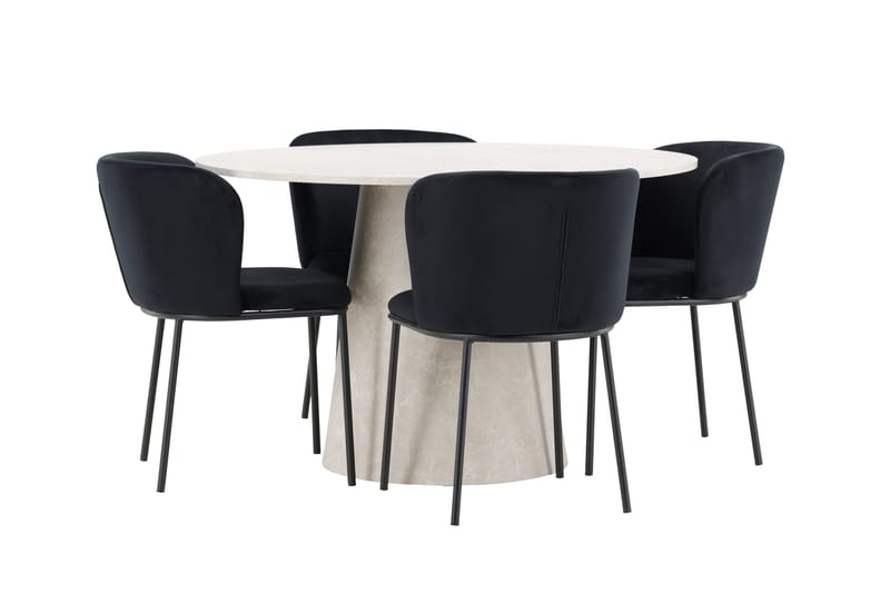 Lanzo Matbord 120 cm Rund med 4 Edina Matstol - Möbler - Bord & matgrupper - Matgrupper