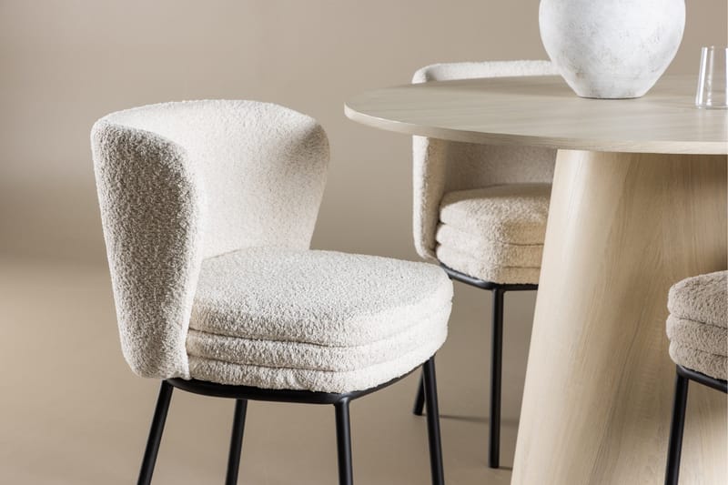 Lanzo Matgrupp 120 cm Rund med 4 Agnes stolar - Whitewash/Vit - Möbler - Bord & matgrupper - Matgrupper