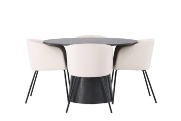 Lanzo Matgrupp 120 cm Rund med 4 Berit stolar - Beige - Möbler - Bord & matgrupper - Matgrupper