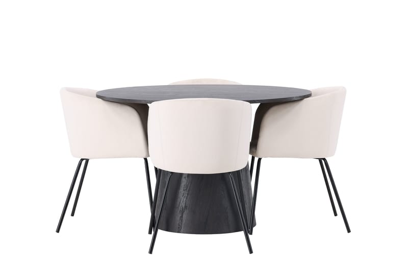 Lanzo Matgrupp 120 cm Rund med 4 Berit stolar, Beige