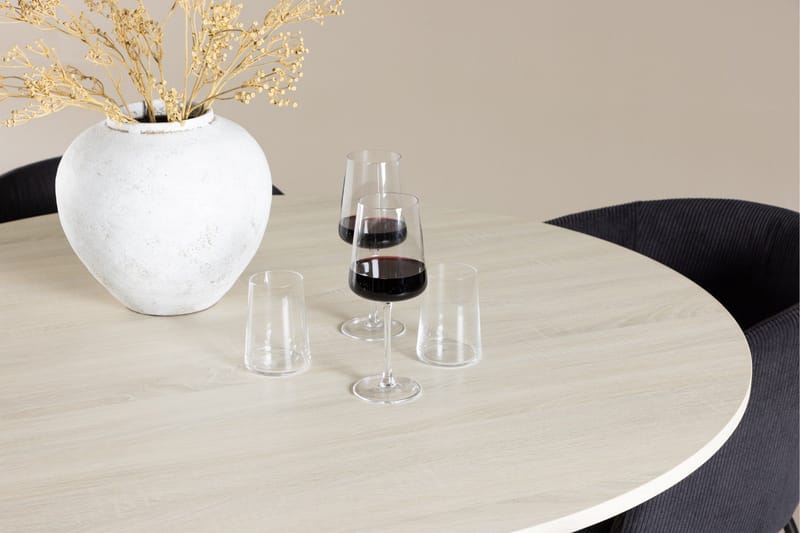 Lanzo Matgrupp 120 cm Rund med 4 Berit stolar - Whitewash/Svart - Möbler - Bord & matgrupper - Matgrupper