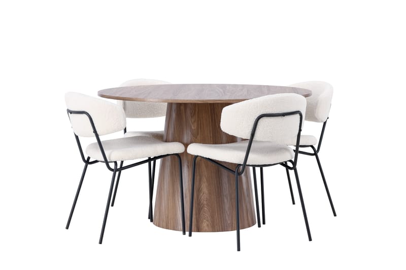 Lanzo Matgrupp 120 cm Rund med 4 Chico Stolar - Natur - Möbler - Bord & matgrupper - Matgrupper