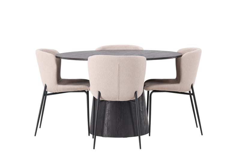Lanzo Matgrupp 120 cm Rund med 4 Modesto stolar - Beige - Möbler - Bord & matgrupper - Matgrupper