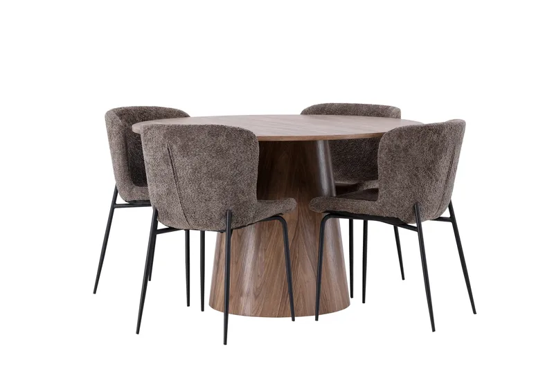 Lanzo Matgrupp 120 cm Rund med 4 Modesto Stolar - Natur - Möbler - Bord & matgrupper - Matgrupper