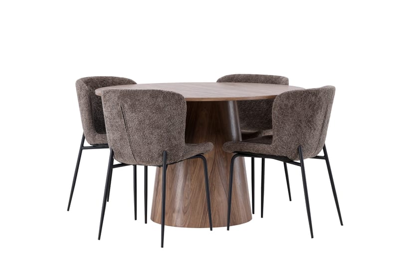 Lanzo Matgrupp 120 cm Rund med 4 Modesto Stolar - Natur - Möbler - Bord & matgrupper - Matgrupper