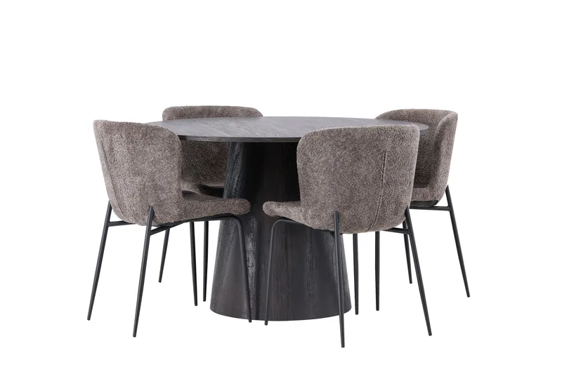 Lanzo Matgrupp 120 cm Rund med 4 Modesto stolar - Svart - Möbler - Bord & matgrupper - Matgrupper