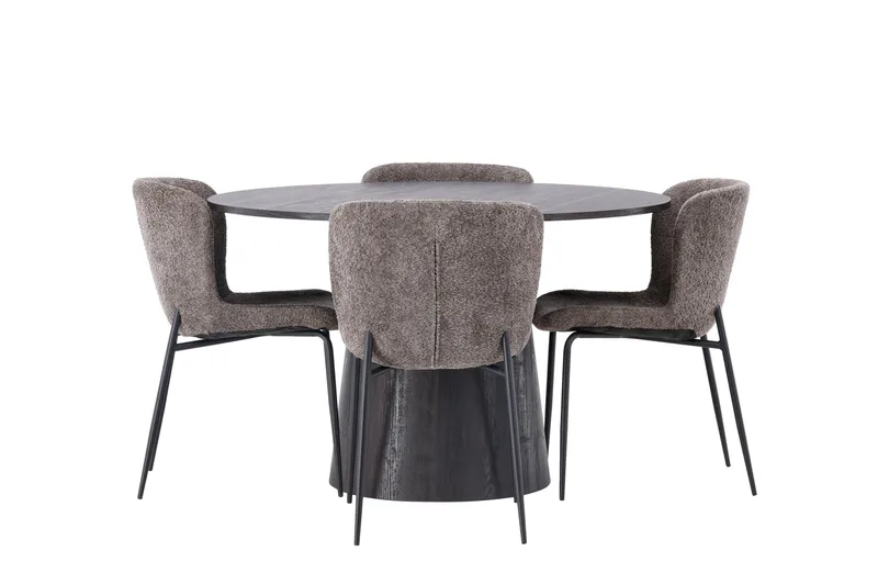 Lanzo Matgrupp 120 cm Rund med 4 Modesto stolar - Svart - Möbler - Bord & matgrupper - Matgrupper