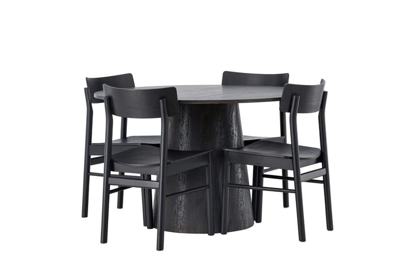 Lanzo Matgrupp 120 cm Rund med 4 Montros stolar - Svart - Möbler - Bord & matgrupper - Matgrupper