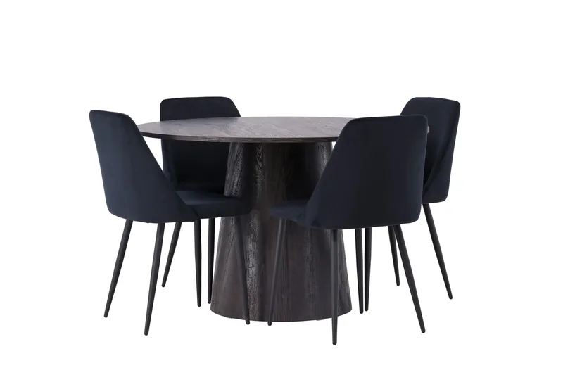 Lanzo Matgrupp 120 cm Rund med 4 Night stolar - Svart - Möbler - Bord & matgrupper - Matgrupper