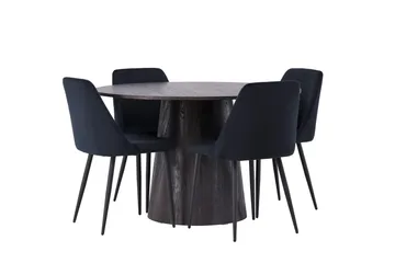 Lanzo Matgrupp 120 cm Rund med 4 Night stolar - Svart - Möbler - Bord & matgrupper - Matgrupper