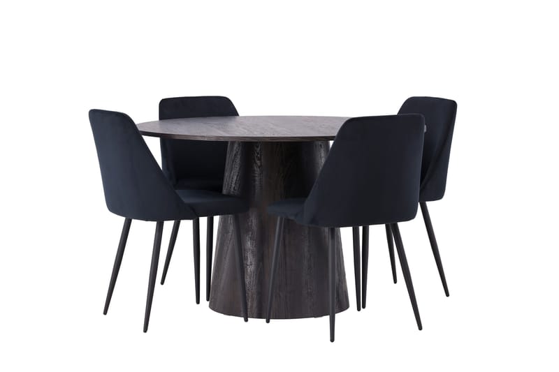 Lanzo Matgrupp 120 cm Rund med 4 Night stolar - Svart - Möbler - Bord & matgrupper - Matgrupper