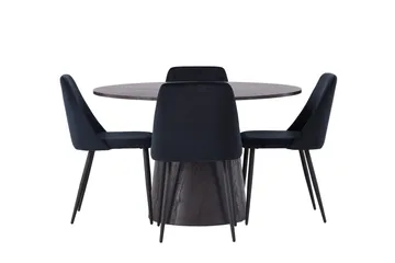 Lanzo Matgrupp 120 cm Rund med 4 Night stolar - Svart - Möbler - Bord & matgrupper - Matgrupper