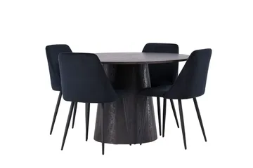 Lanzo Matgrupp 120 cm Rund med 4 Night stolar - Svart - Möbler - Bord & matgrupper - Matgrupper