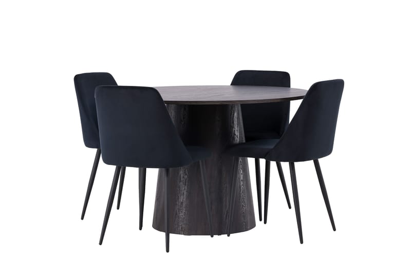 Lanzo Matgrupp 120 cm Rund med 4 Night stolar - Svart - Möbler - Bord & matgrupper - Matgrupper
