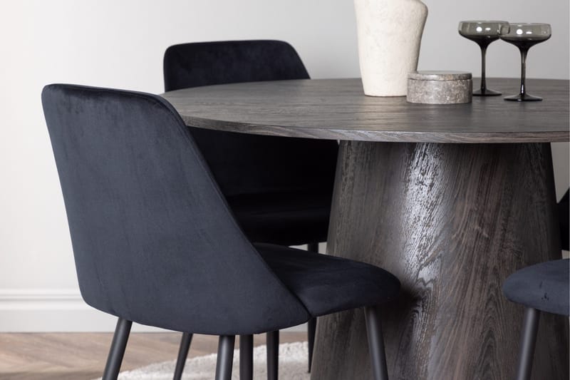 Lanzo Matgrupp 120 cm Rund med 4 Night stolar - Svart - Möbler - Bord & matgrupper - Matgrupper