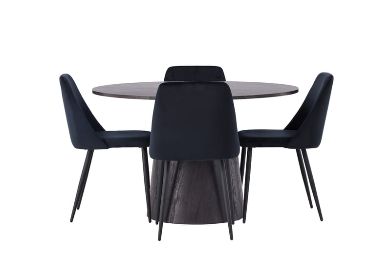 Lanzo Matgrupp 120 cm Rund med 4 Night stolar - Svart - Möbler - Bord & matgrupper - Matgrupper