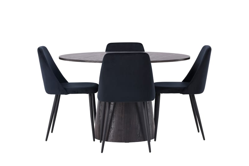 Lanzo Matgrupp 120 cm Rund med 4 Night stolar - Svart - Möbler - Bord & matgrupper - Matgrupper