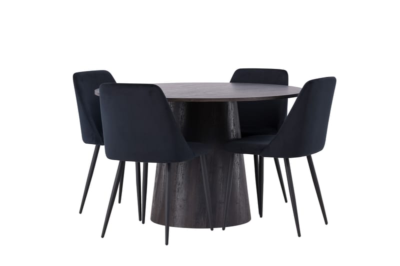 Lanzo Matgrupp 120 cm Rund med 4 Night stolar - Svart - Möbler - Bord & matgrupper - Matgrupper