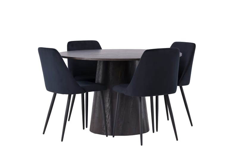 Lanzo Matgrupp 120 cm Rund med 4 Night stolar - Svart - Möbler - Bord & matgrupper - Matgrupper