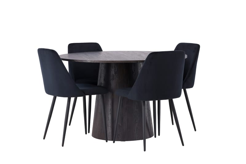 Lanzo Matgrupp 120 cm Rund med 4 Night stolar - Svart - Möbler - Bord & matgrupper - Matgrupper
