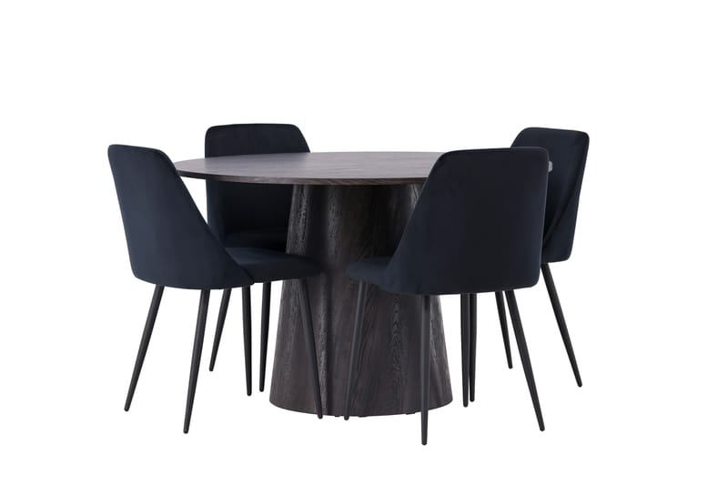 Lanzo Matgrupp 120 cm Rund med 4 Night stolar - Svart - Möbler - Bord & matgrupper - Matgrupper