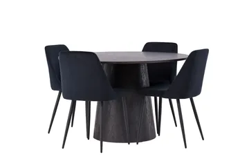 Lanzo Matgrupp 120 cm Rund med 4 Night stolar - Svart - Möbler - Bord & matgrupper - Matgrupper
