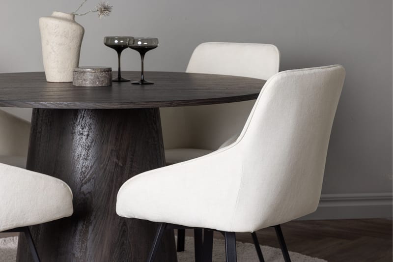 Lanzo Matgrupp 120 cm Rund med 4 Rosie stolar - Beige - Möbler - Bord & matgrupper - Matgrupper