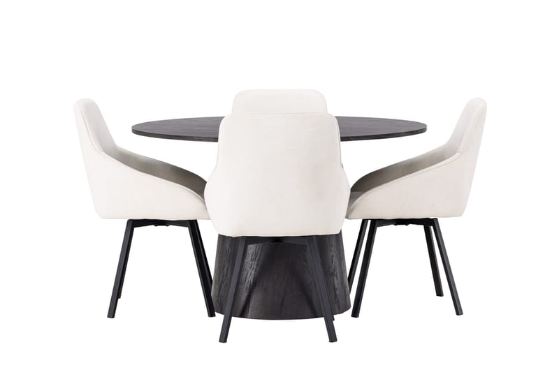 Lanzo Matgrupp 120 cm Rund med 4 Rosie stolar, Beige