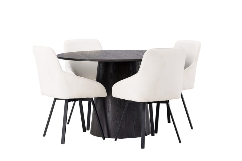 Lanzo Matgrupp 120 cm Rund med 4 Rosie stolar - Beige - Möbler - Bord & matgrupper - Matgrupper