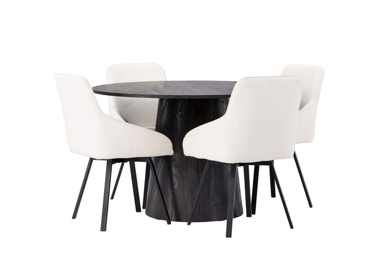 Lanzo Matgrupp 120 cm Rund med 4 Rosie stolar - Beige - Möbler - Bord & matgrupper - Matgrupper