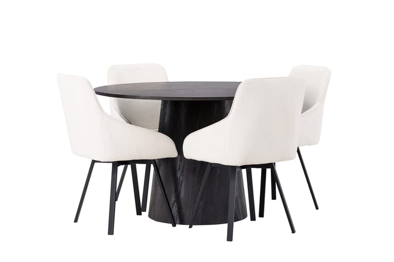 Lanzo Matgrupp 120 cm Rund med 4 Rosie stolar - Beige - Möbler - Bord & matgrupper - Matgrupper