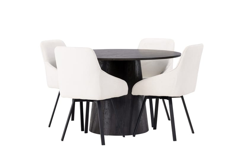 Lanzo Matgrupp 120 cm Rund med 4 Rosie stolar - Beige - Möbler - Bord & matgrupper - Matgrupper